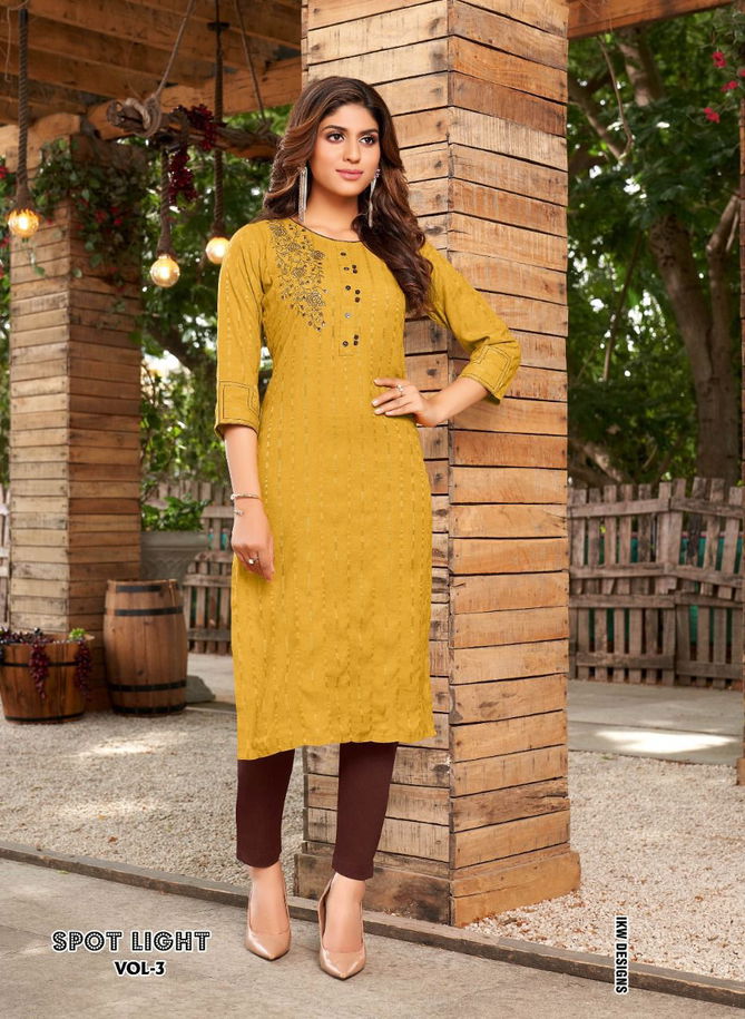 Spotlight 3 New Latest Designer Traditional Wear Rayon Kurtis Collection